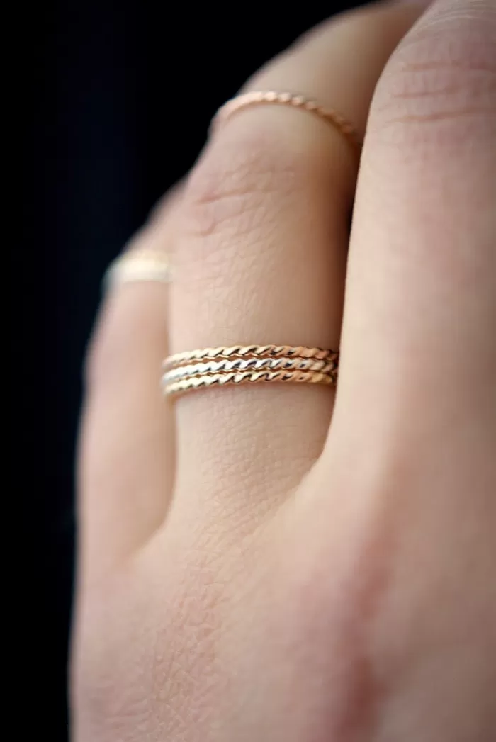 Rings | HANNAH NAOMI Thick Twisted Stacking Ring Gold