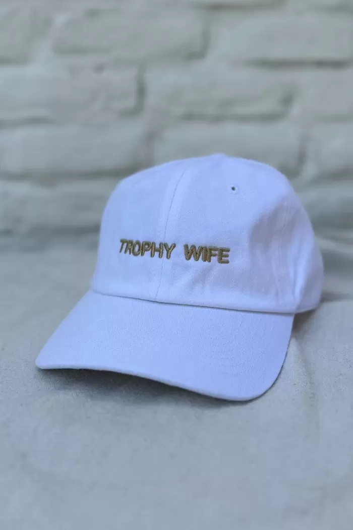 Hats & Scarves | INTENTIONALLY BLANK Trophy Wife Hat White Hat/Tan Writing