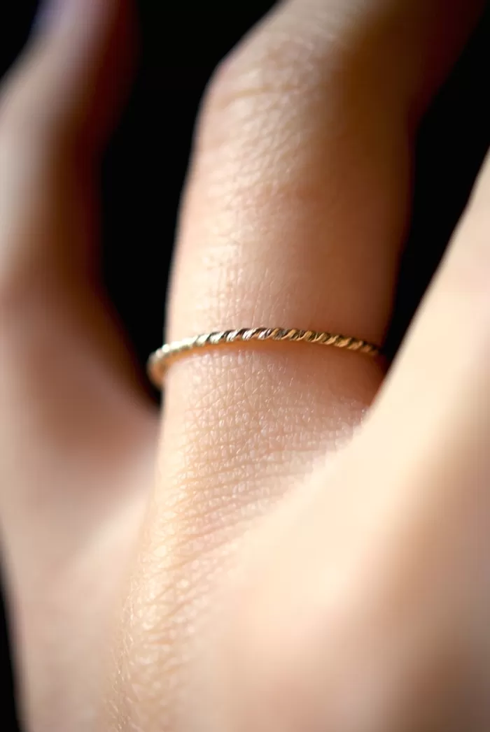 Rings | HANNAH NAOMI Twisted Thin Stacking Ring Gold