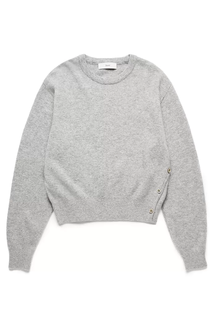 Sweaters & Knits | DUNST Unisex Buttoned Crewneck Sweater Melange Grey