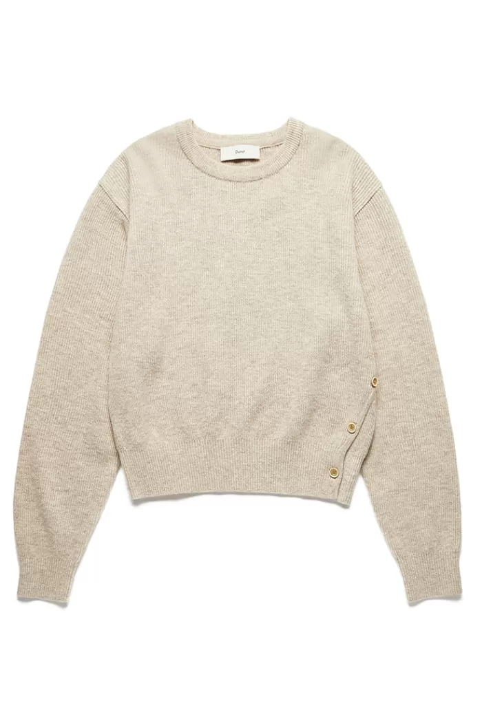 Sweaters & Knits | DUNST Unisex Buttoned Crewneck Sweater Oatmeal Melange