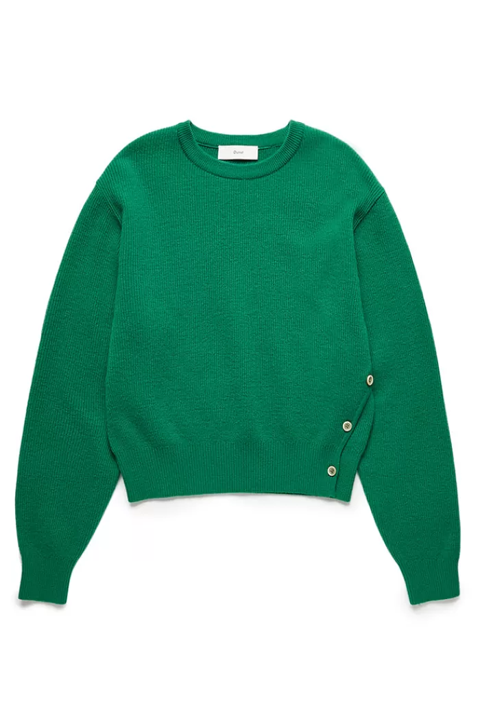 Sweaters & Knits | DUNST Unisex Buttoned Crewneck Sweater Green