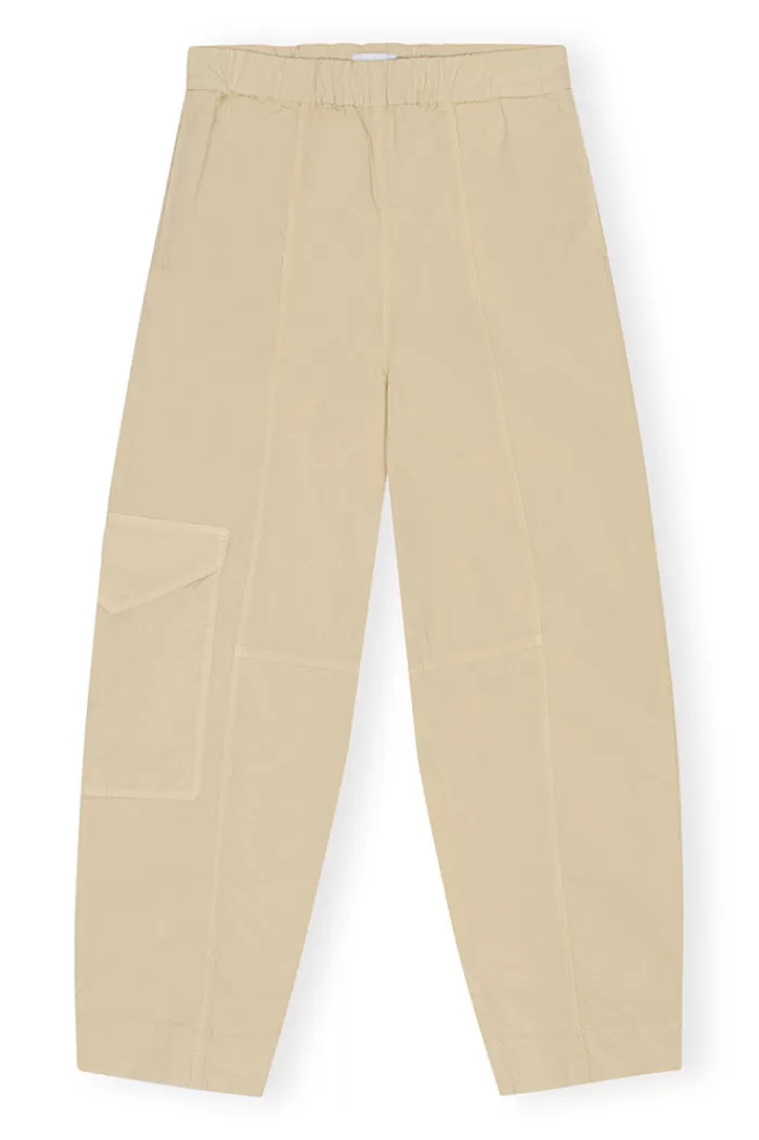 Pants & Bottoms | GANNI Washed Cotton Canvas Elasticated Curve Pants Pale Khaki