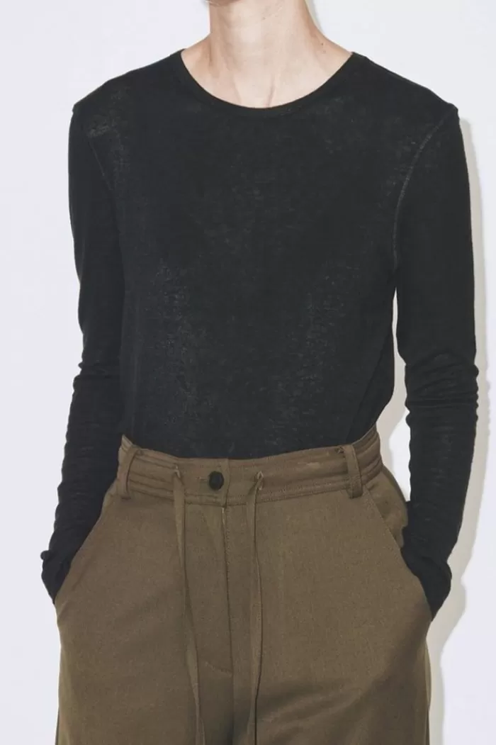 Sweaters & Knits | MIJEONG PARK Wool Tencel Crew Neck Top Black