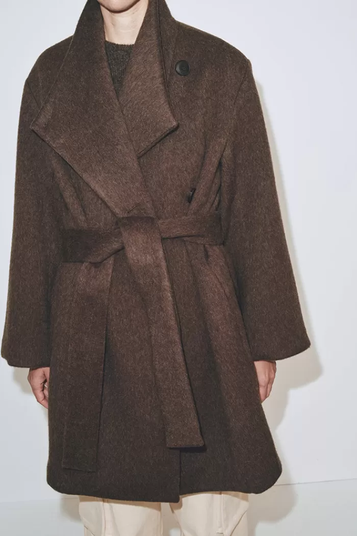 Rain Coats & Outerwear | MIJEONG PARK Wool Wrap Coat Brown