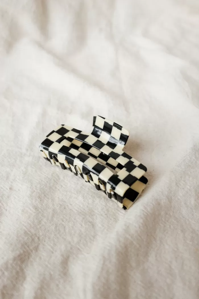 Hair Accessories | * Xl Checker Hair Claw Black/White Black White Checkered