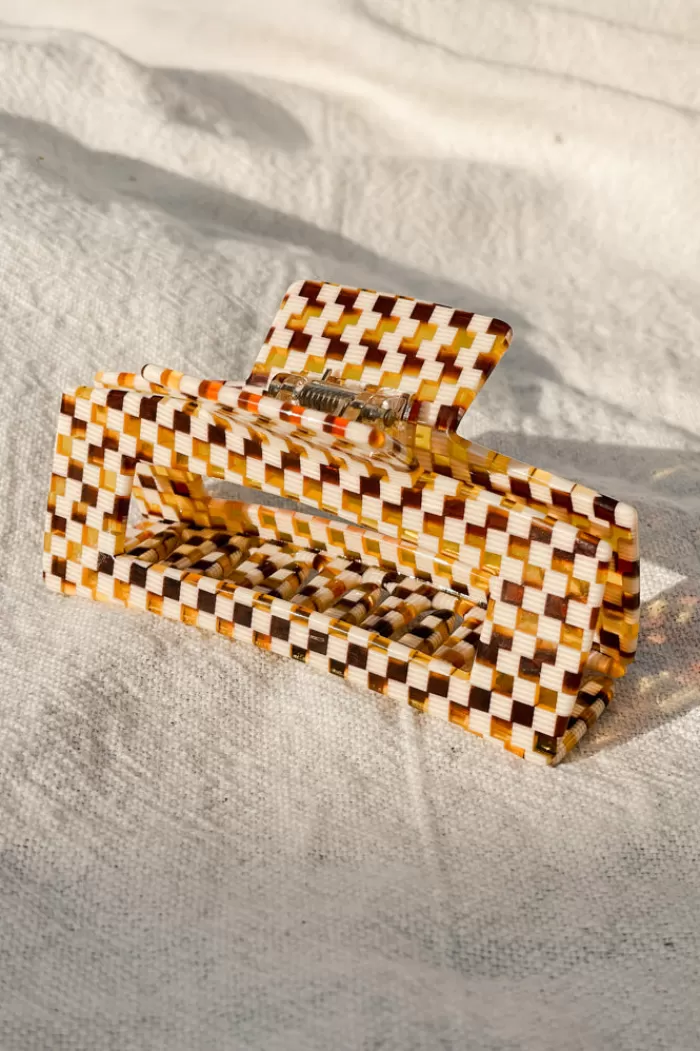 Hair Accessories | * Xl Checker Hair Claw Brown Brown Checkered